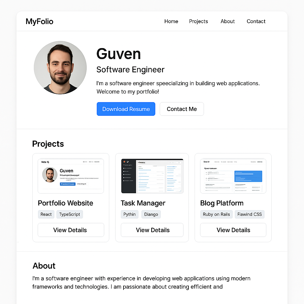 Screenshot of the MyFolio desktop application