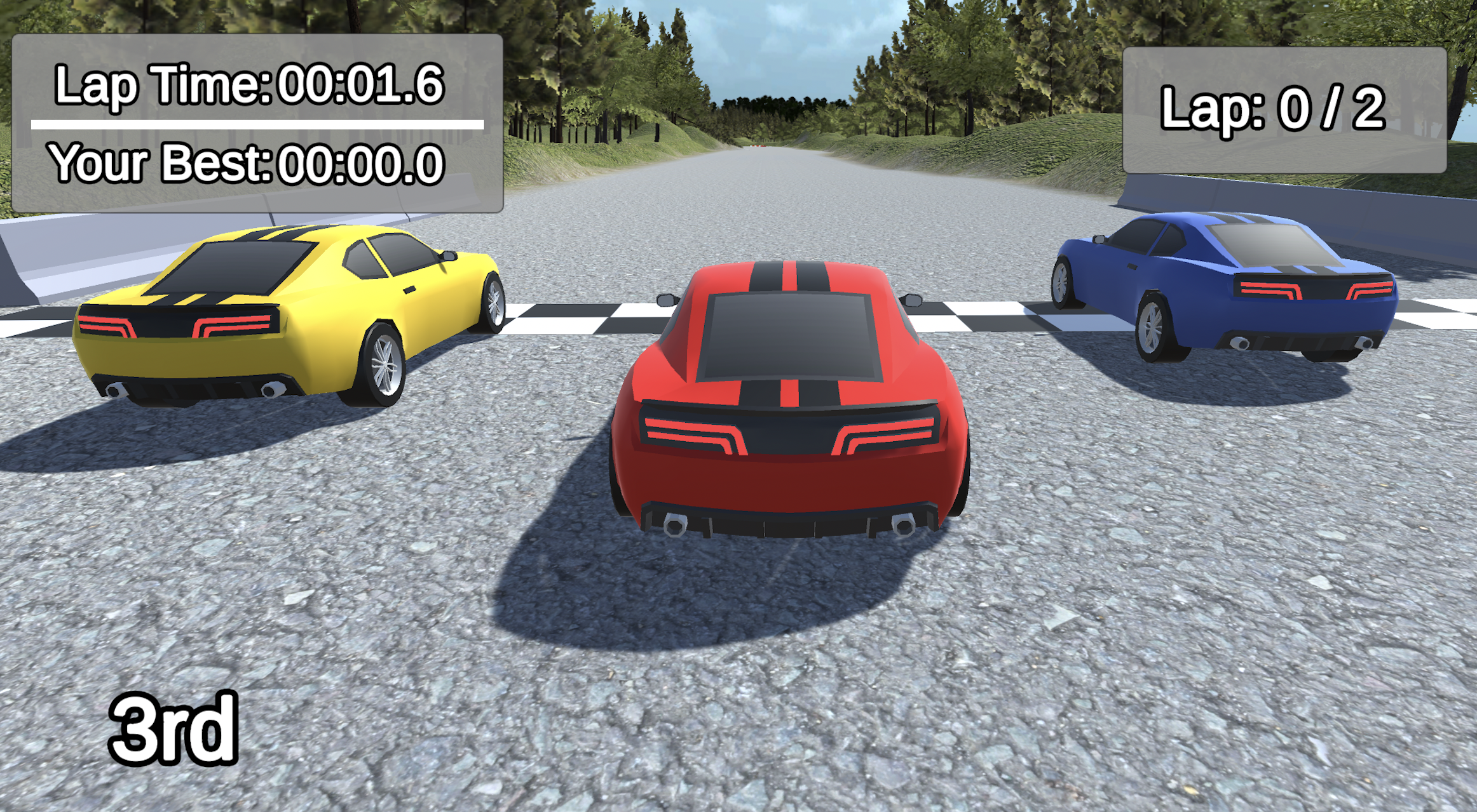 Screenshot of the Unity racing game